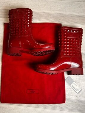 Valentino Garavani Red Studded Rainboots